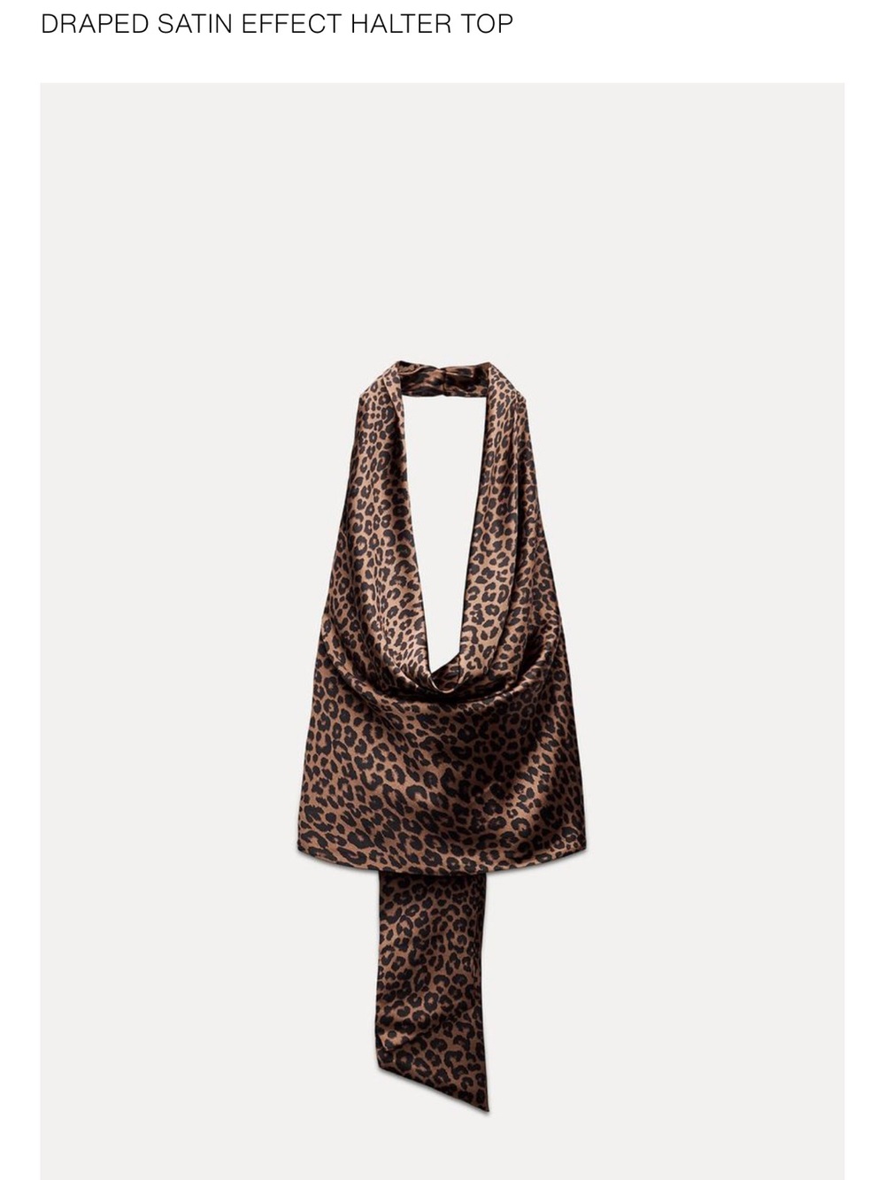 Zara Draped Satin Effect Halter Crop Top - Brown Leopard